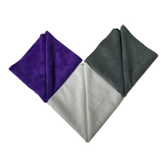 Metamark Mikrofasertuch 3er Set Lila, Weiß & Grau